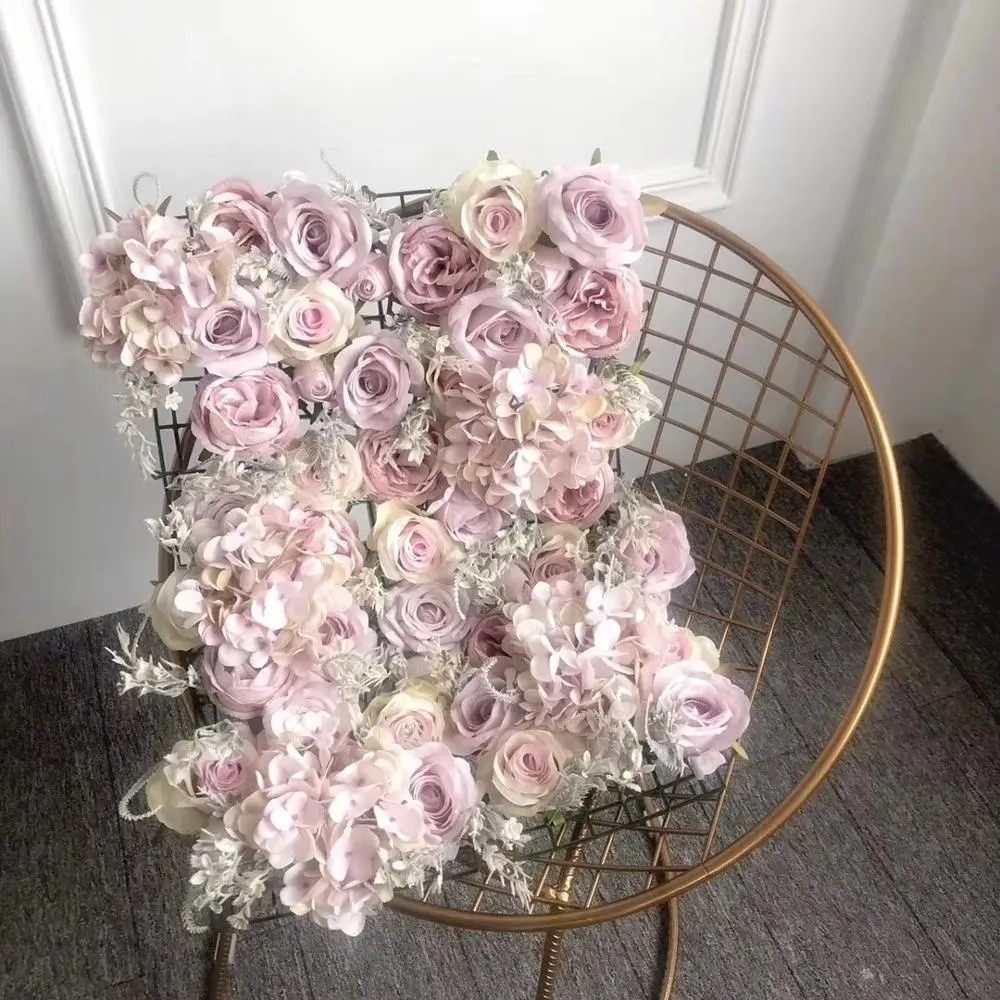 Wedding stage background decorative pink and white rose artificial flower wall