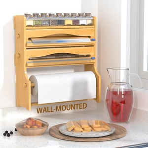 Lá bọc nhựa tổ chức Dispenser, treo tường tre Khăn Giấy Chủ gia vị Kệ | homex_bsci nhà máy - Product Image 2