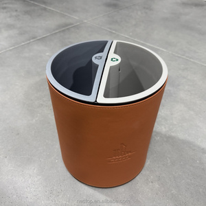 Poubelles rondes en cuir 10L 2 compartiments avec baril intérieur en <span class=keywords><strong>plastique</strong></span> Double couche hôtel poubelle personnalisée - Product Image 2