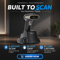 Lecteur de codes-barres portable sans fil 2D, scanner de codes QR manuel avec scanner unique