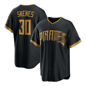 Camiseta de Béisbol de los Pittsburgh City, Negra y Dorada, con Bordado, de Poliéster, para Hombre, con los Números 21 de Roberto Clemente, 30 de Paul Skenes y 6 de Konnor Griffin - Product Image 4