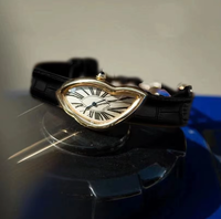 Montre de luxe Alien Leaf en quartz, boîtier en alliage japonais, bracelet en cuir, cadran à aiguilles en cristal, édition limitée, étanche