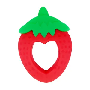 Leatchliving Top Selling Strawberry Shape Grasp Teether Toy Silicone Teether Baby Chew Teether Toy