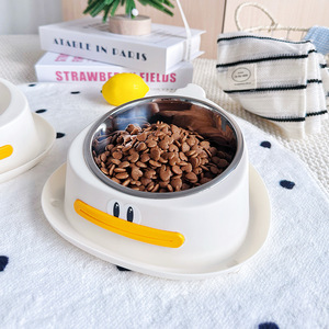 Daoge Duck – bol pour animaux de compagnie en acier inoxydable, bol simple détachable pour chats et chiens, plat d'alimentation et d'eau avec couvercle - Product Image 2