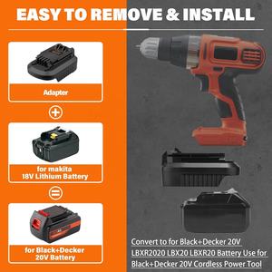 <span class=keywords><strong>Adaptateur</strong></span> de <span class=keywords><strong>batterie</strong></span> pour outil électrique MT18BD, <span class=keywords><strong>adaptateur</strong></span> de <span class=keywords><strong>batterie</strong></span> pour outil électrique pour <span class=keywords><strong>batterie</strong></span> Makitas 18V BL1830, conversion en batteries <span class=keywords><strong>Black</strong></span> and <span class=keywords><strong>Decker</strong></span> 18V - Product Image 2