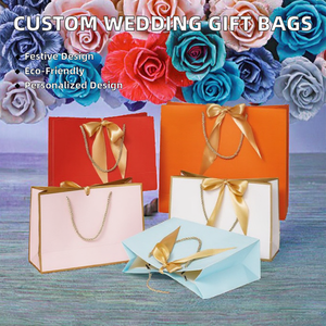 Sacs cadeaux <span class=keywords><strong>de</strong></span> mariage personnalisés en papier d'art biodégradable et recyclable, imprimés offset, avec poignée en corde <span class=keywords><strong>de</strong></span> coton et estampage or, votre propre logo - Product Image 2