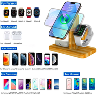 Support de chargeur rapide sans fil 4-en-1 15w Bamboo Wireless Charger Magnetic peut être personnalisé pour les enseignes de la maison/bureau