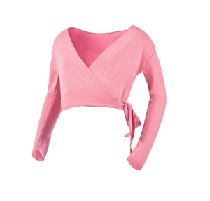 CL00074 Vente chaude Chemises enveloppantes à manches longues en coton, élasthanne et modal avec lien, haut de yoga, de <span class=keywords><strong>gym</strong></span> et de danse - Product Image 1
