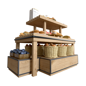 Estante de Exhibición de Madera de Doble Cara para Supermercado, Panel de Exhibición Ligero, Mueble para Panadería, Tamaño Personalizado - Product Image 2