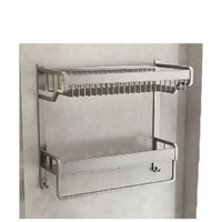 Ensemble porte-serviettes et étagère de salle de bain en aluminium poli miroir, style luxe léger, fixation murale sans perçage pour salle de bain et toilettes