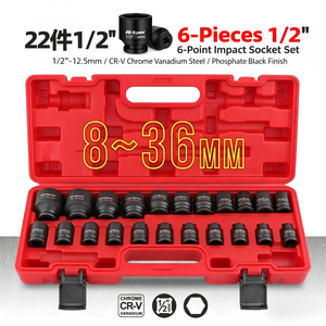 22 Pc 1/2 In Hex Socket Set For <b>Pneumatic</b> Air Ratchet <b>Tools</b> - Product Image 4