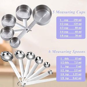 <b>Measuring</b> Cups and <b>Spoons</b> Set Metal Nesting <b>Measuring</b> Cups and <b>Spoons</b> with Leveler for Liquid Dry Cooking Baking - Product Image 5