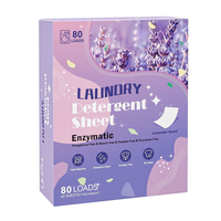 Feuilles de lessive enzymatiques jetables parfum lavande, 40 feuilles pour 80 lavages, sans désordre, bandes de détergent concentré pour le lavage des vêtements
