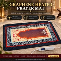 Tapis de prière avec chauffage sur une large surface, contrôle numérique de la température et design pliable pour la prière quotidienne les soirées d'hiver