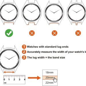 Correa de Reloj de Lujo de 18 mm y 20 mm, Transpirable, de Liberación Rápida, con Textura, Acolchada, de Cuero, con Hebilla de Cuero para Hombre y Mujer (Negro) - Product Image 5