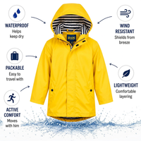 Veste de pluie imperméable à capuche pour enfants, légère, résistante aux intempéries, en PU recyclé, pliable pour les jeux en plein air par temps de pluie