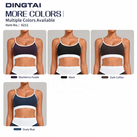 Soutien-gorge de sport dos nu color block pour femme, maintien élevé, sans armatures, bonnet complet avec coussinets amovibles pour la randonnée, le cyclisme et le tennis