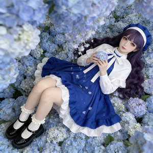 Conjunto de Disfraz de Cosplay de Cardcaptor Sakura Daidouji Tomoyo, Vestido Azul y Blanco Estilo Lolita, Ropa de Escenario Invierno 2025 - Product Image 3