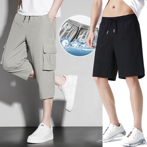 Mens <strong>Three</strong> <strong>Quarter</strong> Quick Dry <strong>Pants</strong> Cool Ice Silk Cargo Trousers Golf Clothing Baggy Workout Shorts Capri <strong>Pants</strong> - Product Image 1