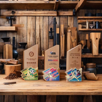 Trophées personnalisés en gros avec impression couleur, logo gravé au laser, plaques en bois, récompenses sportives, cadeaux d'entreprise, matériau en verre