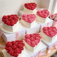 Model Kue Mawar Plastik Bentuk Hati 6IN 8cm Bunga Krim Palsu Hiasan Kue Ulang Tahun Valentine Dekorasi Jendela Toko Makanan