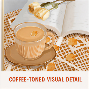 Set di Stampe d'Arte Murale in Vetro e Alluminio con Tema Tazza di Caffè per Cucina, Caffetteria, Sala da Pranzo, Interni Caldi e Neutri - Product Image 3