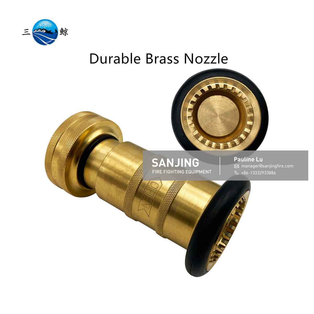 SANJING 消防软管喷嘴黄铜消防设备喷雾喷射雾 (1.5" NH/NST)