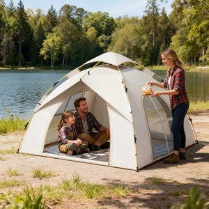 Carpa de Exterior Oxford para Interiores y Exteriores, Totalmente Automática, para las Cuatro Estaciones, de Triple Capa, Impermeable, para 3-4 Adultos y 2 Niños, con Protección Solar - Product Image 4