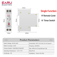 Disjoncteur intelligent WiFi Tuya EWeLink MCB 1P 1-63A avec compteur de puissance, d'énergie kWh, de tension et de courant, protection et contrôle vocal à distance EAKCB