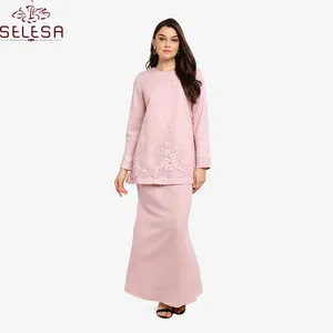 Горячая Распродажа, индийская одежда оптом, модный дизайн, мусульманская одежда с кружевным принтом Baju Kurung
