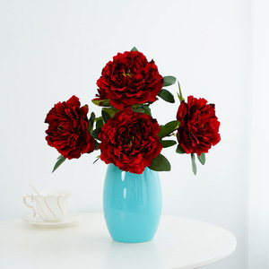 <b>Artificial</b> Peony Flowers 5 Head Silk <b>Bouquet</b> High Simulation Wedding Home Decoration - Product Image 2