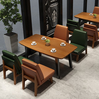 Mobilier de café de luxe léger, ensembles de restaurant, banquettes de café, table et chaise en cuir pour restauration rapide