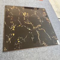 Carrelage noir brillant 3D 60x60 Carrelage de sol en marbre noir et or brillant glacé