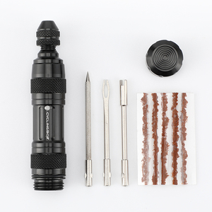 Kit de réparation de pneus <span class=keywords><strong>tubeless</strong></span> en alliage d'aluminium JOHORSE, outil d'urgence portable pour <span class=keywords><strong>crevaison</strong></span>, avec bandes de colle, pour <span class=keywords><strong>VTT</strong></span> et vélo de route, noir/argent - Product Image 5