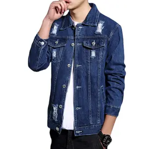 Wholesale New Arrivals High Quality Men's Oversize Jacket 2022 Custom Plus Size Ripped Fashionable Classic Men's Denim Jacket