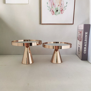 Nhà Máy Trực Tiếp Kim Loại Bánh Đứng Món Tráng Miệng Hiển Thị Đám Cưới Bảng Trung Tâm Vàng Bánh Đứng Pastry Hiển Thị Khay Gương-Kết Thúc Khay - Product Image 4