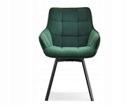 Fauteuil nordique moderne en velours vert foncé tufté chaise de salle à manger pivotante pour salle à manger