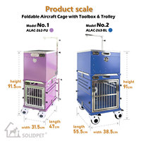 Einzelner Faltbarer Hunde-Transportkäfig Nr. 1 mit Pflegewerkzeugbox & Rädern