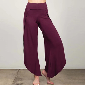 Pantaloni da palestra in cotone Sexy a vita alta aderenti aderenti Modulare pantaloni lunghi a gamba larga svasati pantaloni larghi per l'inverno - Product Image 4