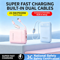Batterie externe portable personnalisée 20 000 mAh en polymère de lithium PVC, certifiée 3C, best-seller, charge ultra-rapide 225W, vente en gros