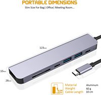 Concentrador de red USB tipo C a HDMI, adaptador de PD, lector TF/SD, 4K, 7 en 1, para Macbook, estación de acoplamiento