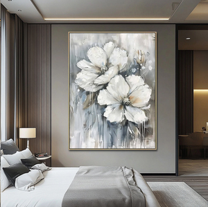 <span class=keywords><strong>Peinture</strong></span> Moderne Peinte à la Main, Tableaux Floraux Vintage Neutres, Décoration Intérieure, Œuvre d'Art Florale sur Toile, Tableaux et Art Mural - Product Image 2