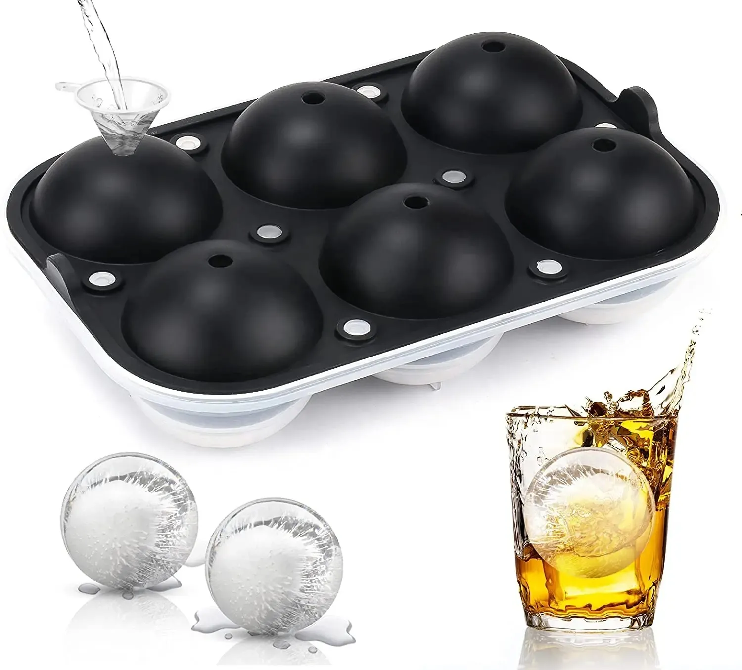 YDM Factory Ice Hockey Manufacturer 6 Grids Golf Ball Shaped Silicone Ice Cube Mold Ice Ball Mold