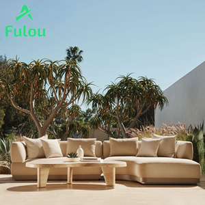 Sofá de jardín personalizado, chaise curvo, sofá seccional para exteriores, marco de aluminio, cojines impermeables para Patio Vill <span class=keywords><strong>Hotel</strong></span> - Product Image 1