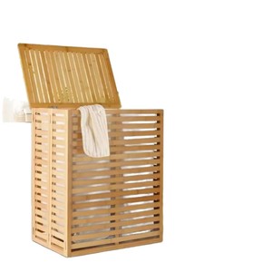 Cesto de Ropa de Bambú con Tapa, Rectangular, Color Natural, Organizador de Ropa Resistente, Tipo Vertical con Dos Forros Extraíbles - Product Image 5