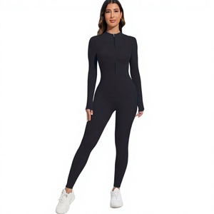 Monos sin mangas con cuello en V para mujer, de una pieza, lisos, informales, ajustados, para playa, estilo bodycon - Product Image 1