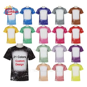 Wholesale Cheap Price Sublimation Blanks Tshirt Custom Logo Design Faux Bleach Polyester Bleach T Shirts For Men Women