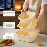 Bol de Lavage Multifonctionnel Innovant à Double Couche Grande Taille pour Légumes et Fruits – Qualité Supérieure pour la Maison