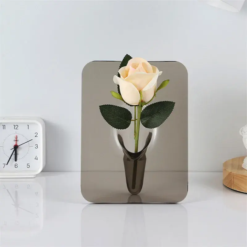 Forma di cornice per foto vaso di fiori in acrilico minimalista plastica decorativo vaso unico per centrotavola camera da letto ufficio studio Desktop