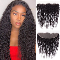 Ekstensi Rambut 13*4 Lace Closure Deep Curly 100% Rambut Asli Manusia Brazil Raw Cuticle Aligned Virgin Remy Hair 9A-12A Grosir